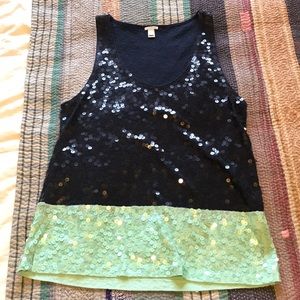 Sequin J.Crew tank, size S